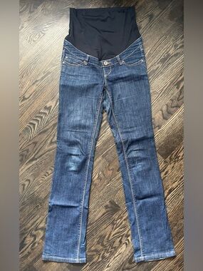 Thyme Maternity Denim Jeans Dark Wash Pull On Full Belly Panel Size XS